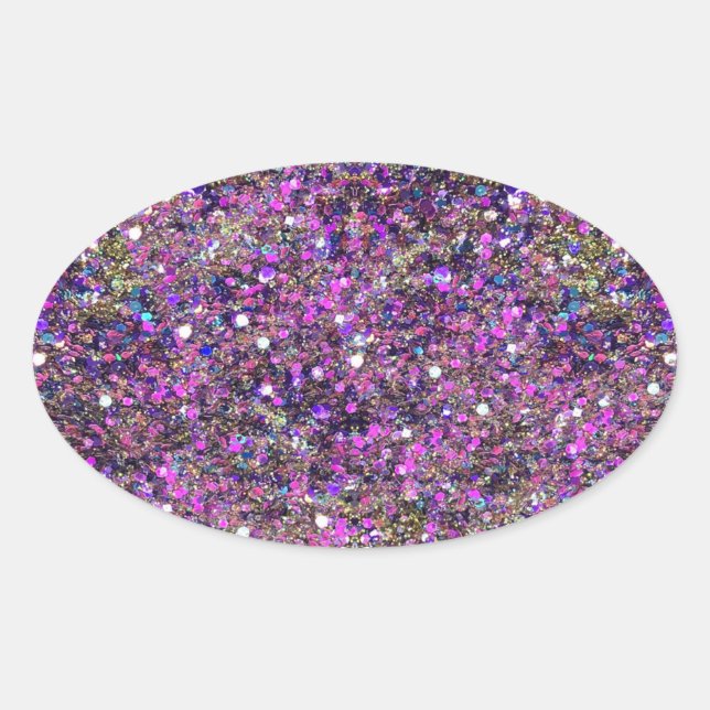 Trendy Blue Pink Gold Glitter Blank Template Oval Sticker (Front)