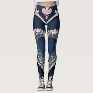 Trendy Blue & Pink Lingerie Pearls AI art  Leggings
