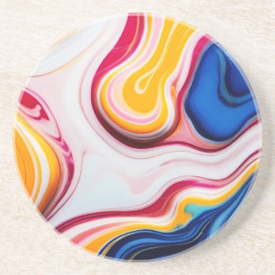 Trendy Blue Pink yellow white faux marble Coaster