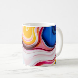 Trendy Blue Pink yellow white faux marble Coffee Mug