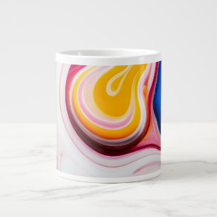 Trendy Blue Pink yellow white faux marble Large Coffee Mug