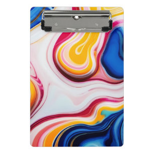 Trendy Blue Pink yellow white faux marble Mini Clipboard