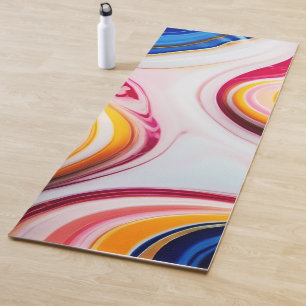 Trendy Blue Pink yellow white faux marble Yoga Mat