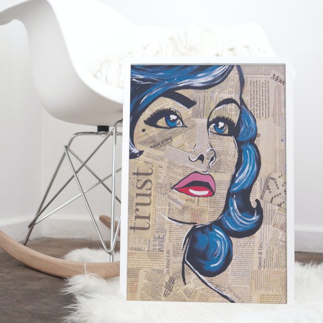 Trendy Blue Pop Art Woman Portrait Eyes Poster (Creator Uploaded)