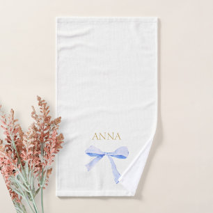 Trendy Blue Ribbon Bridesmaid Wedding  Hand Towel
