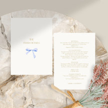 Trendy Blue Ribbon Wedding Details Enclosure Card