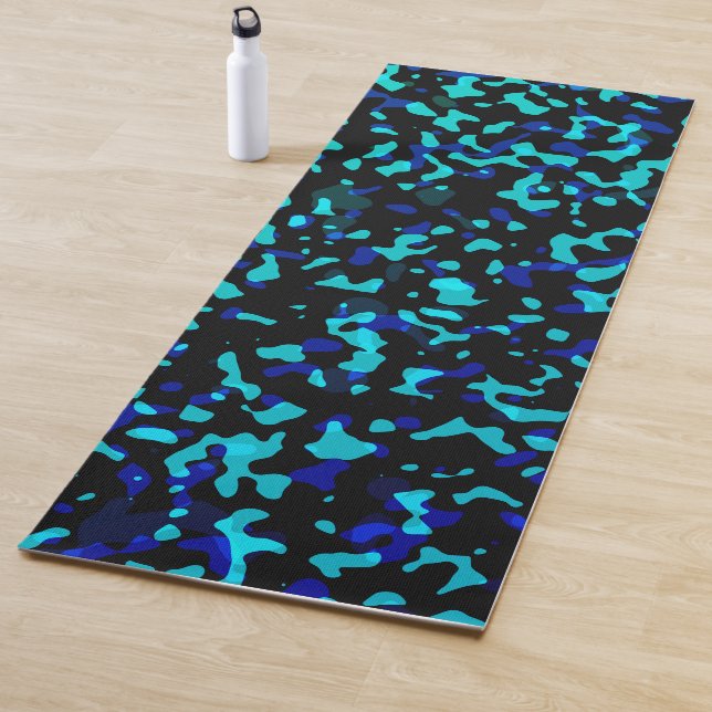 Trendy Blue Seagreen Camouflage Yoga Mat (In Situ)