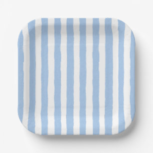 Trendy Blue Stripe  Paper Plate