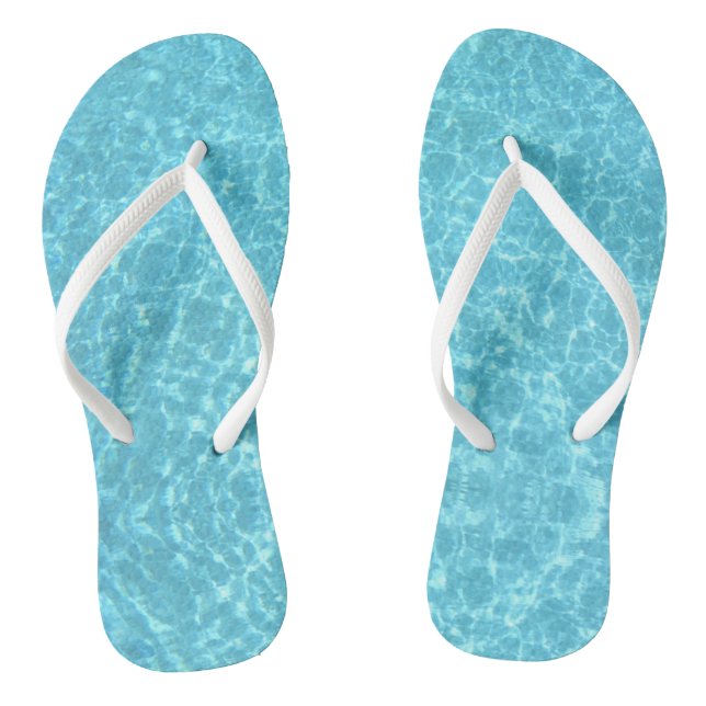 Trendy Blue Water White Slim Straps Template Adult Flip Flops (Footbed)