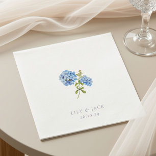 Trendy Blue White Floral Hydrangea Event Wedding Napkin