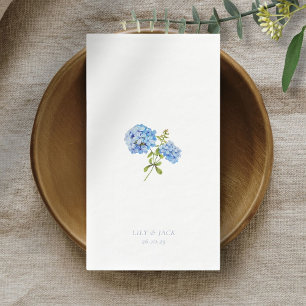 Trendy Blue White Floral Hydrangea Event Wedding  Napkin