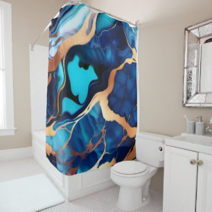 Trendy Blue yellow Gold faux marble