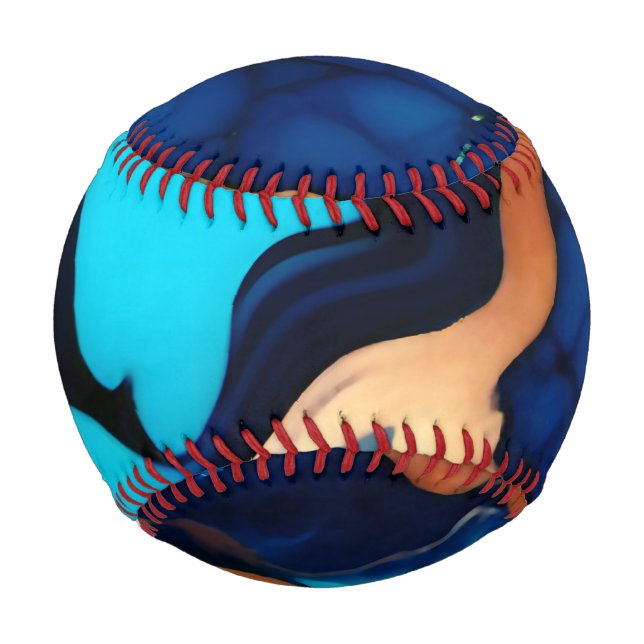 Trendy Blue yellow Gold faux marble  Baseball (Front)