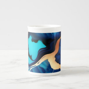 Trendy Blue yellow Gold faux marble Bone China Mug