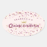 Trendy Blush Burgundy & Gold Confetti Quinceañera
