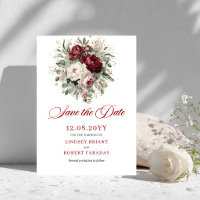 Trendy Blush Burgundy Greenery Save The Date