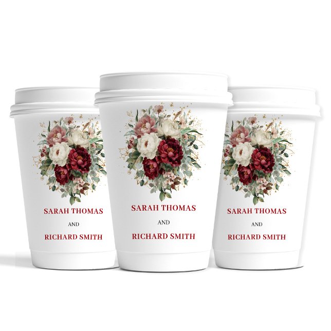 Trendy Blush Burgundy Greenery Wedding Cups (Trendy Blush Burgundy Greenery Wedding Cups)