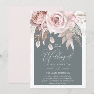 Trendy Blush & Ivory Boho Arch Wedding  Invitation