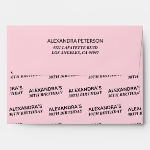 Trendy Blush Pink 30th Birthday Personalized Envelope