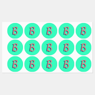 Trendy Blush Pink 3D Text Initial   Neon Teal 