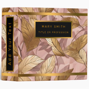 Trendy Blush Pink Gold Boho Leaves Collection Hang Binder