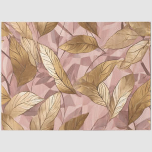 Trendy Blush Pink Gold Boho Leaves Collection Tissue Paper