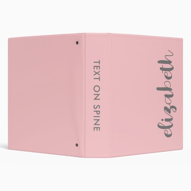 Trendy blush pink - modern script grey name binder (Background)