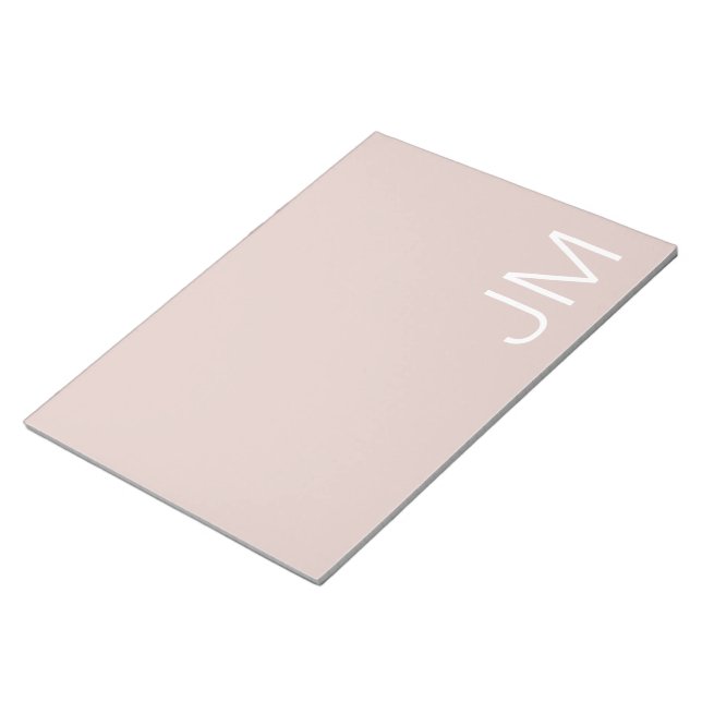 Trendy Blush Pink Oversized Monogrammed Initials Notepad (Angled)