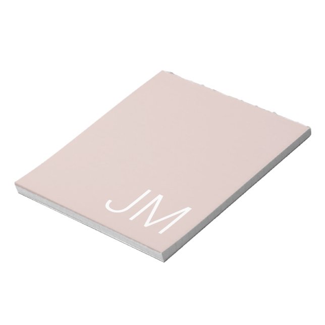 Trendy Blush Pink Oversized Monogrammed Initials Notepad (Rotated)