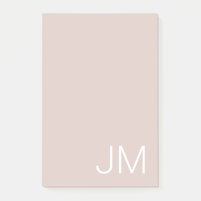 Trendy Blush Pink Oversized Monogrammed Initials Post-it Notes (Front)