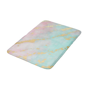 Trendy Blush Pink Soft Mint Gold Luxury Collection Bath Mat
