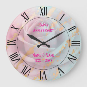 Trendy Blush Pink Soft Mint Gold Luxury Collection Large Clock