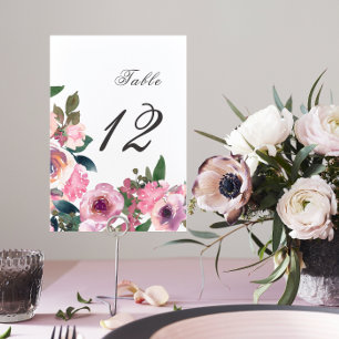 Trendy Blush Pink Watercolor Table Sign Number