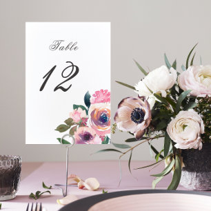 Trendy Blush Pink Watercolor Table Tent Sign Table Number