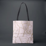 Trendy Blush Pink with Gold Map and Name Tote Bag<br><div class="desc">Blush Pink with Gold Look Map Custom Name Personalized Tote Bag.</div>