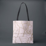 Trendy Blush Pink with Gold Map and Name Tote Bag<br><div class="desc">Blush Pink with Gold Look Map Custom Name Personalized Tote Bag.</div>