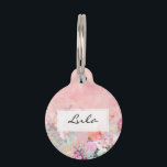 Trendy blush watercolor ombre floral watercolor pet tag<br><div class="desc">A modern hand painted pastel blush pink ombre watercolor fading onto a modern ,  romantic and elegant pink,  purple floral watercolor pattern.</div>
