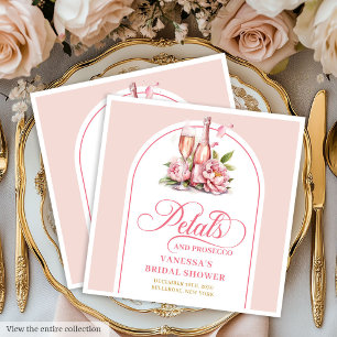 Trendy Blush Watercolor Petals and Prosecco Napkin