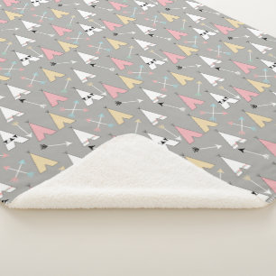 Trendy Bohemian Arrows & Teepees Sherpa Blanket