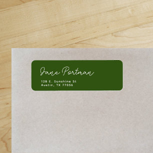 Trendy Bohemian Minimal Green Black Return Address