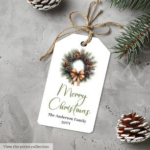 Trendy Bohemian Neutral Rustic Christmas Gift Tag