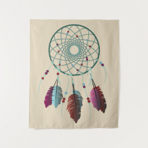 Trendy Bohemian Teal & Purple Dream Catcher Tapestry