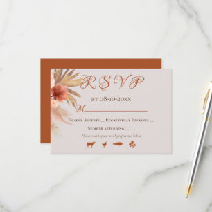 Trendy Bohemian Terracotta Boho Floral Bouquet RSV RSVP Card