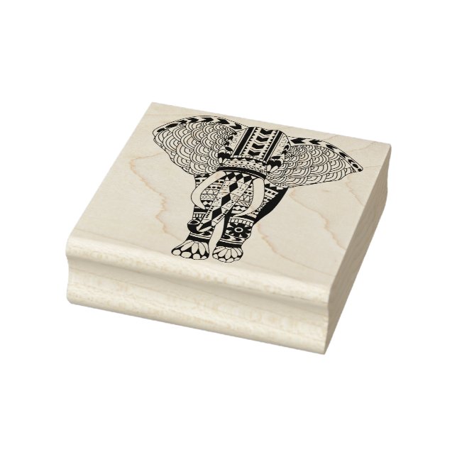 Trendy Bohemian Tribal Patterned Elephant Rubber Stamp (Stamp)