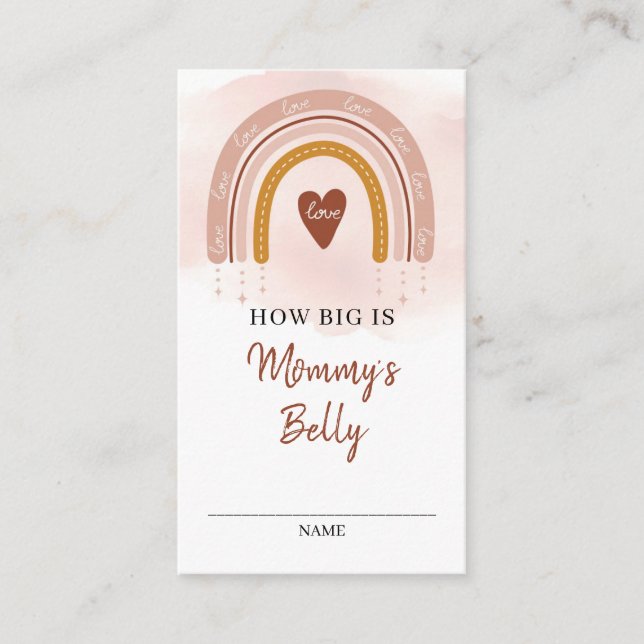 Trendy Boho Blush Pink Rainbow Mommy Belly card (Front)