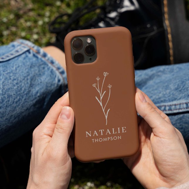Trendy Boho Chic Minimalist Terracotta Customized Case-Mate iPhone Case (Creator Uploaded)