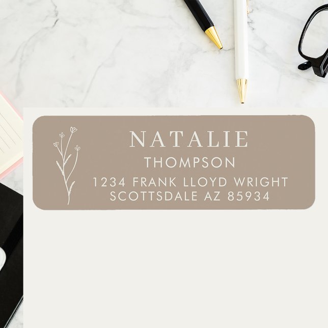 Trendy Boho Chic Mushroom Brown Return Address (Creator Uploaded)