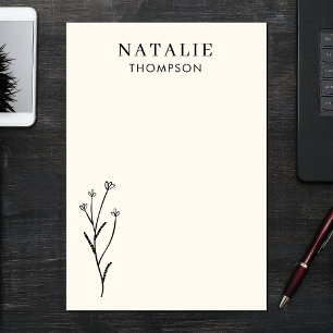 Trendy Boho Chic Rustic Black Flower Personalized Post-it Notes