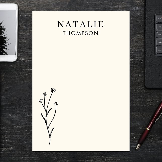Trendy Boho Chic Rustic Black Flower Personalized Post-it Notes (Creator Uploaded)