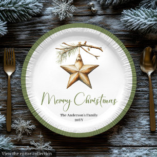 Trendy Boho Christmas Tree in Scandinavian Style Paper Plate